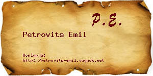 Petrovits Emil névjegykártya